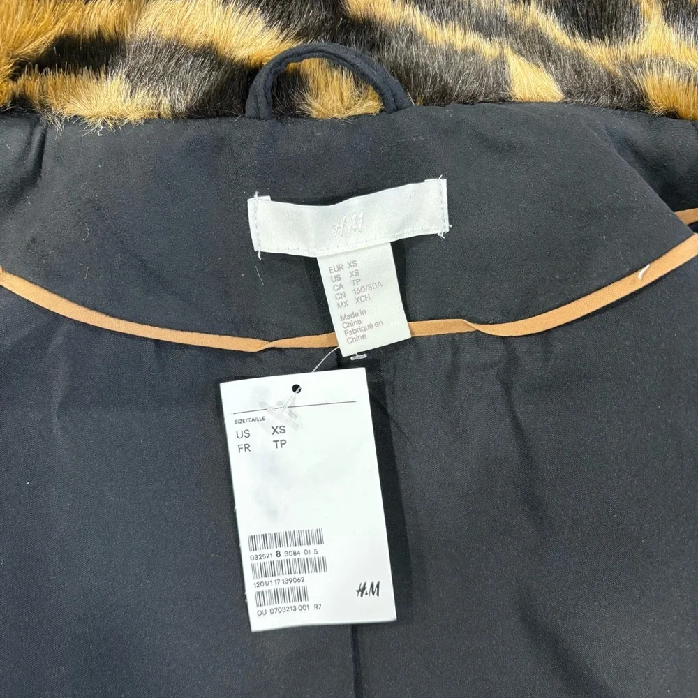 H&M Brown & Tan Tiger Animal Pattern Faux Fur Coat Size XS - Picture 12 of 12